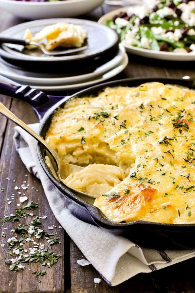 Julia Child's Potato Gratin Dauphinois - so easy to make, incredibly indulgent and creamy. Reheats extremely well.