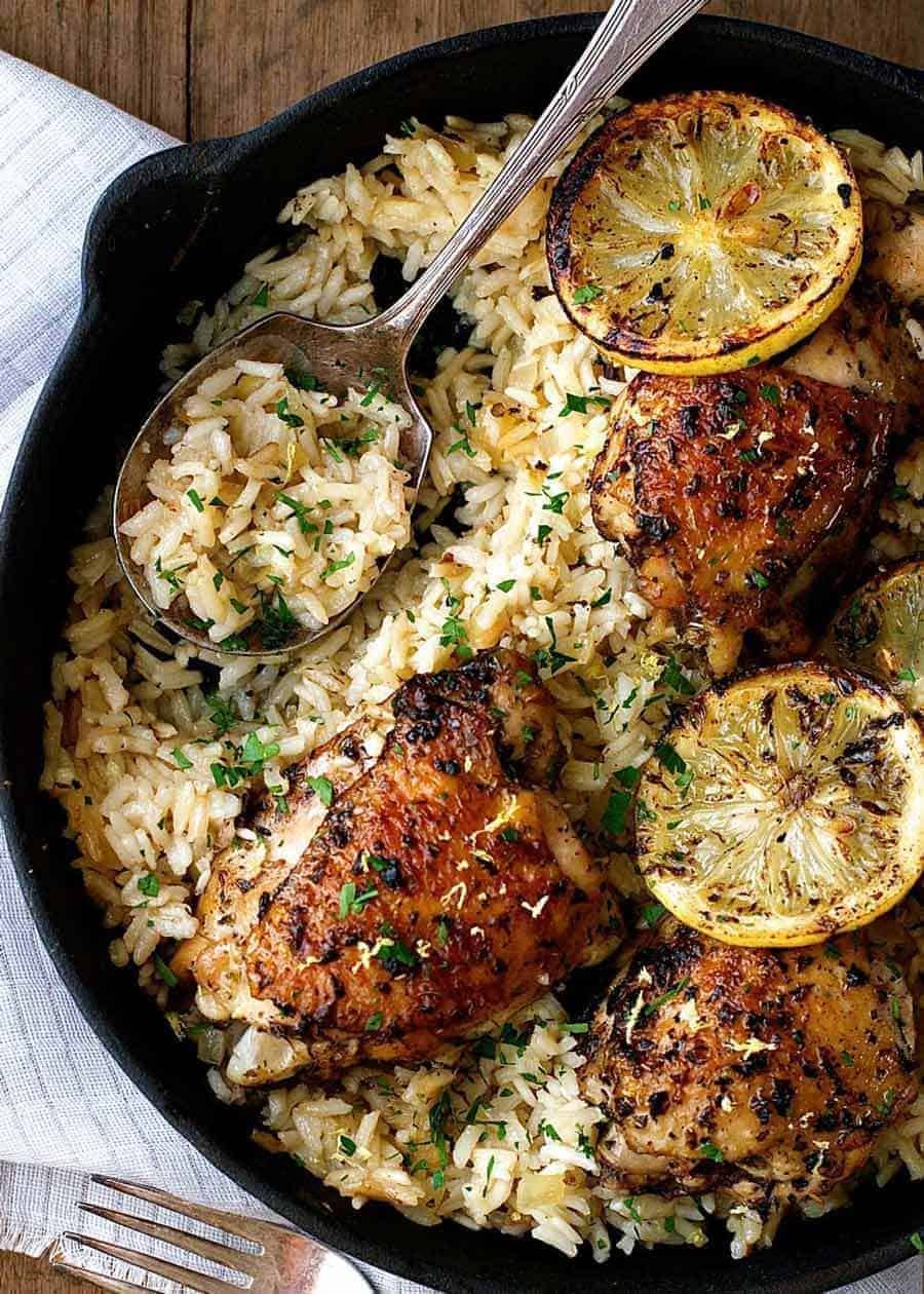 Greek Marinated Chicken AND Lemon Rice all made in ONE POT!