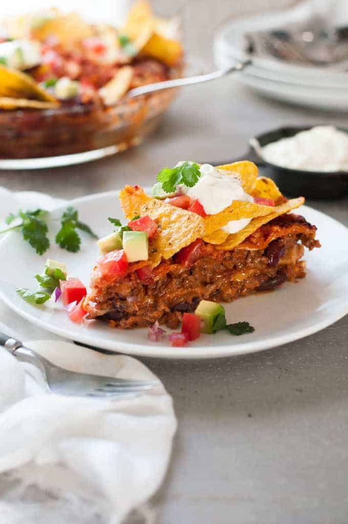 A slice of Nachos Pie