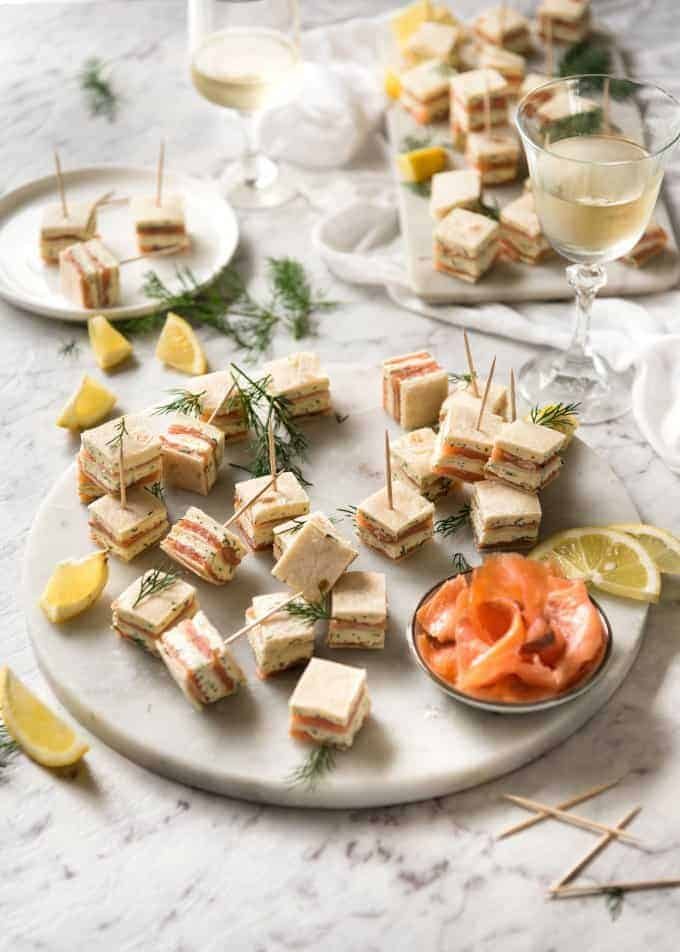 Smoked Salmon Appetizer fantastic for gatherings - no fiddly assembly, served at room temperature, looks elegant and tastes SO GOOD! www.recipetineats.com