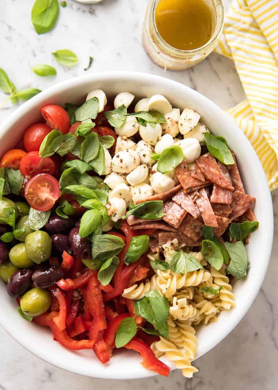 This Italian Pasta Salad with Homemade Italian Dressing is a hit at gatherings! www.recipetineats.com