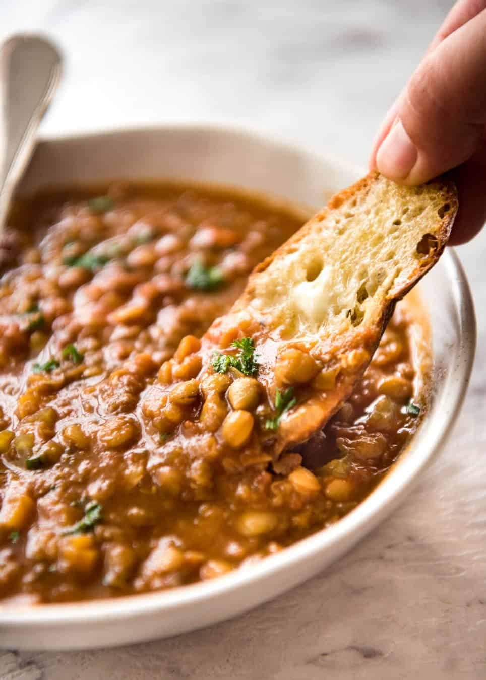 Why settle for a bland Lentil Soup when you make a standout one? Just a hint of spices and finishing it off with lemon zest makes all the difference! www.recipetineats.com