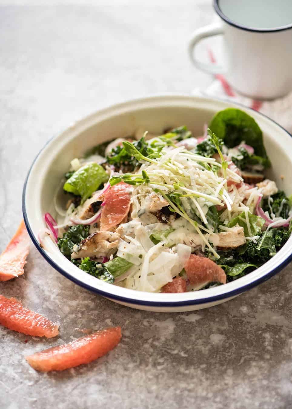 Soul San Francisco restaurant chicken salad copycat - this San Fran Chicken Salad with Yoghurt Ranch Dressing is sensational - satisfying, filling, and loaded with incredible flavours and textures. recipetineats.com